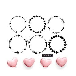 heart wreath svg bundle, circle monogram svg, valentine's day wreath svg, floral heart wreath svg, monogram frame svg, h