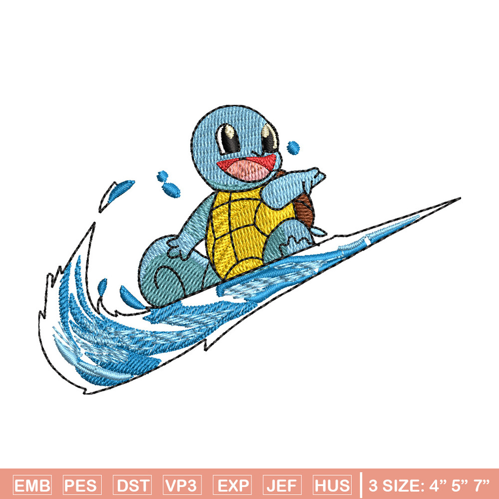 Swoosh squirtle embroidery design, Pokemon embroidery,Anime design,Embroidery file, Embroidery shirt, Digital download.jpg
