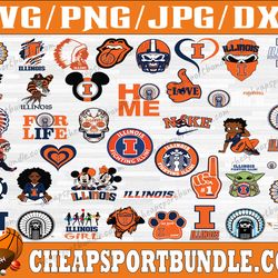 bundle 42 files illinois fighting illini team svg, illinois fighting illini svg, ncaa teams svg, ncaa svg, png, dxf, eps