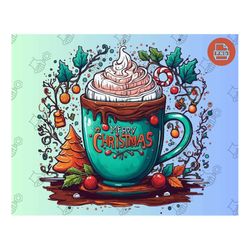 Experience Festive Warmth: Hot Cocoa PNG - Trendy PNG, Christmas Design, Hot Chocolate Mugs, Kids' Christmas PNG