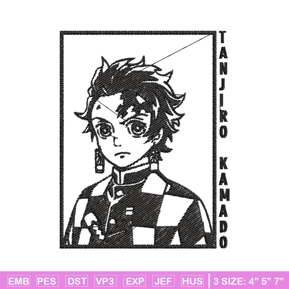 Tanjiro black embroidery design, Tanjiro embroidery, Embroidery shirt, Embroidery file, Anime design, Digital download.jpg