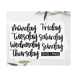 days of the week svg, week svg, hand lettered svg, calendar svg, days of the week cut files, svg files for cricut, weekd