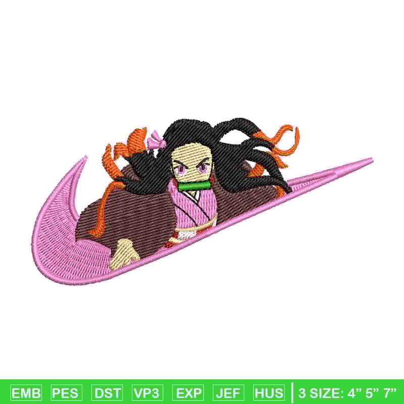 Nezuko kamado Nike embroidery design, Kimetsu no Yaiba embroidery, Nike design, anime design, Digital download.jpg