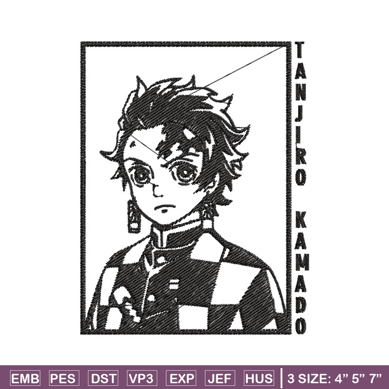Tanjiro black embroidery design, Tanjiro embroidery, Embroidery shirt, Embroidery file, Anime design, Digital download.jpg