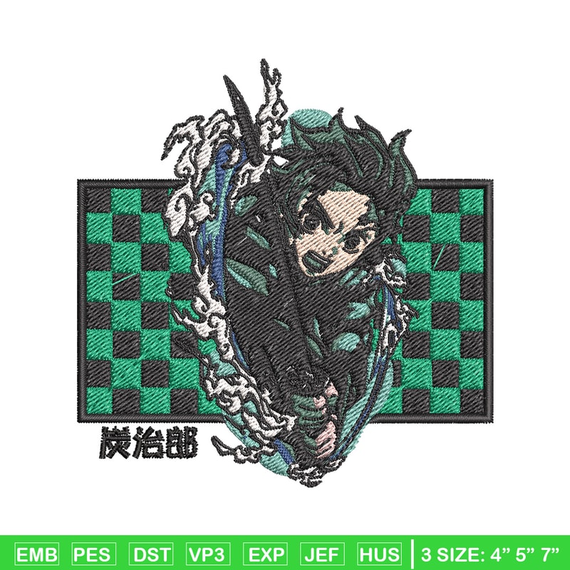 Tanjiro green embroidery design, Tanjiro embroidery, Embroidery shirt, Embroidery file, Anime design, Digital download.jpg