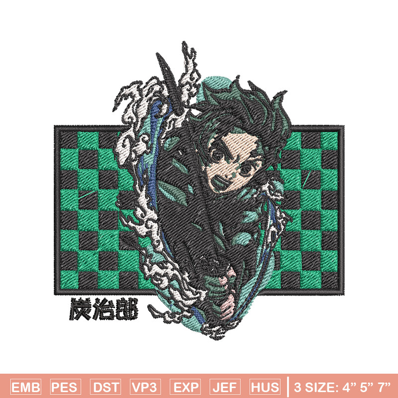Tanjiro green embroidery design, Tanjiro embroidery, Embroidery shirt, Embroidery file, Anime design, Digital download.jpg