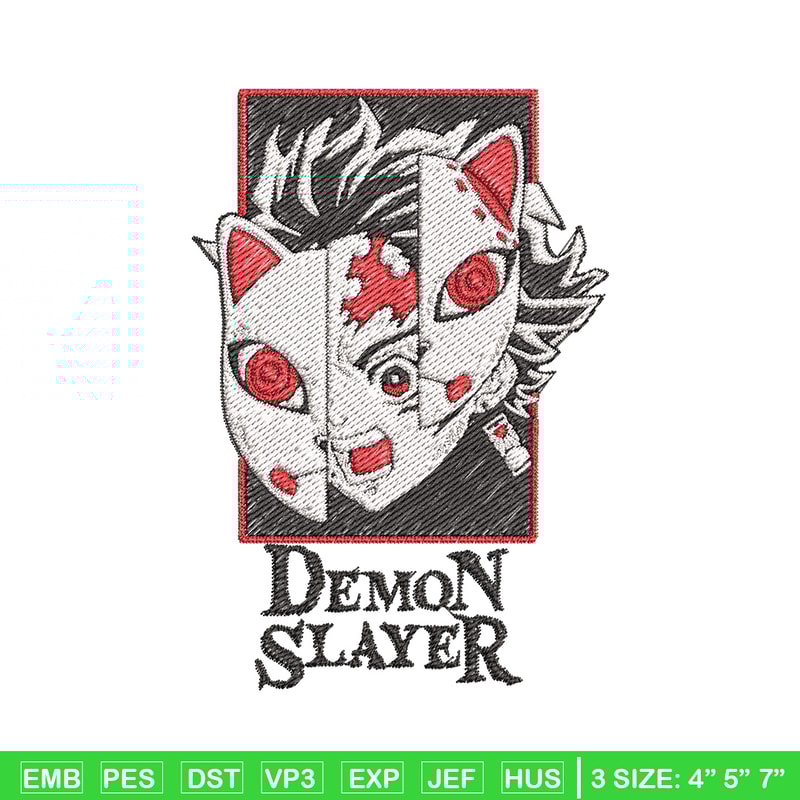 Tanjiro mask embroidery design, Tanjiro embroidery, Embroidery shirt, Embroidery file, Anime design, Digital download.jpg