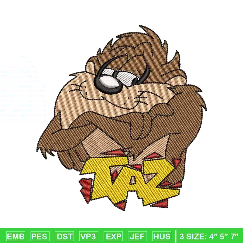 Taz embroidery design, Taz embroidery, Emb design, Embroidery shirt, Embroidery file, Digital download.jpg