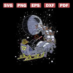 star wars santa darth vader open sleigh christmas lights svg
