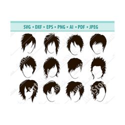 man hairstyle svg bundle,  anime haircut svg, man haircut svg, man face svg, hairstyle men clipart, man silhouettes, hai