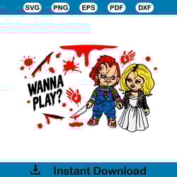 chucky and tiffany wanna play svg horror characters svg