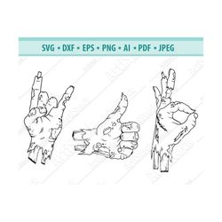 halloween zombie hands svg, zombie hand gestures svg, zombie svg, rock zombie fingers svg, ok fingers svg, creepy hands