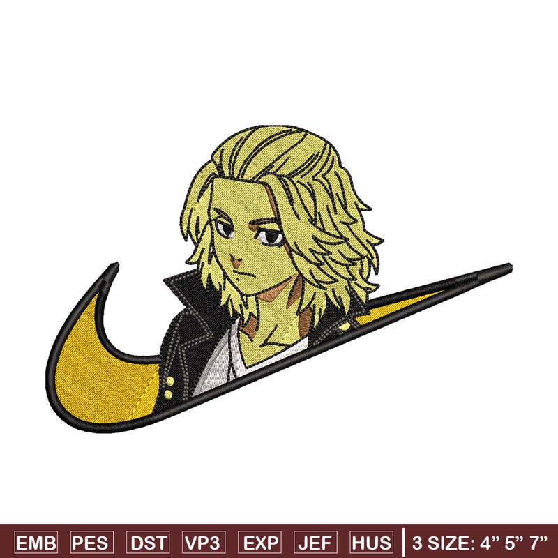 Nike x Mikey embroidery design, Tokyo revengers embroidery, nike design, embroidery file, anime shirt, Digital download.jpg