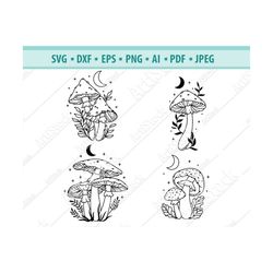 mushroom svg, crystal mushroom svg, crystal svg, witch svg, magic svg, mushroom clipart, mystic mushroom svg, file for c
