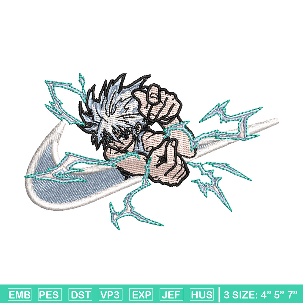 Nike x Killua embroidery design, Hunter x hunter embroidery, Nike design, anime design, anime shirt, Digital download.jpg