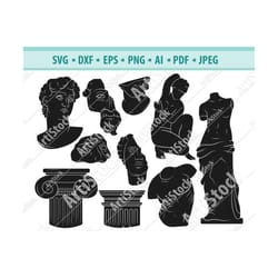 greek statue svg, antique architecture svg, antique statue svg, mythology svg, female statue svg, portrait of roman stat