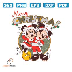 vintage mickey minnie merry christmas svg file for cricut