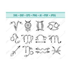 zodiac sign svg, constellation zodiac svg, astrology svg, boho zodiac svg, zodiac stars svg, horoscope silhouette, zodia