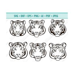 tiger svg file, tiger face svg, animal face svg, big cat svg, head of a tiger clipart, tiger head, jungle animals svg, w