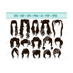 woman haircuts silhouettes svg, woman hairstyle, female haircuts, woman silhouettes, anime haircuts clip art, haircuts c