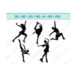 woman figure skating svg | female figure skating silhouette | ice skating logo | vector | clip art | svg | dxf | eps | p