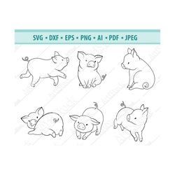 pig svg, pig lover svg, mini pig svg, cute pig svg, baby pig svg, pig face svg, farm animal svg, svg cut files, silhouet
