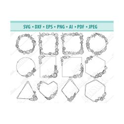 seashell frame svg file, marine border svg, nautical frame svg, nature circle svg, square svg, underwater svg, shells sv