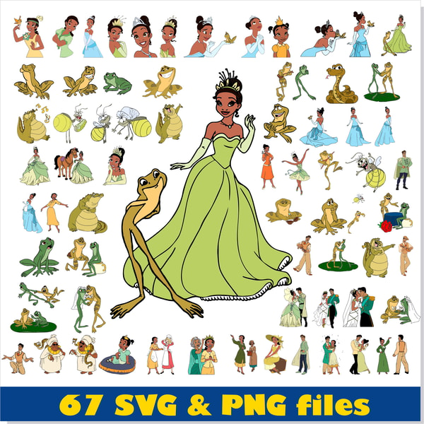 Princess Ti Tiana Princess Disney SVG PNG Bundle, Princess and the frog | Inspire ...