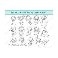 stick kids svg bundle, stick kids cut files, stick kids clipart, cut files for cricut silhouette,png, dxf, eps,laughing