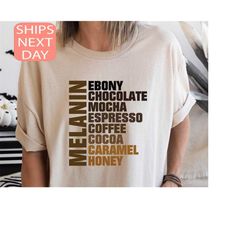 melanin shirt, ebony chocolate mocha espresso coffee cocoa caramel, nubian melanin black girl shirt, afro woman shirt, b