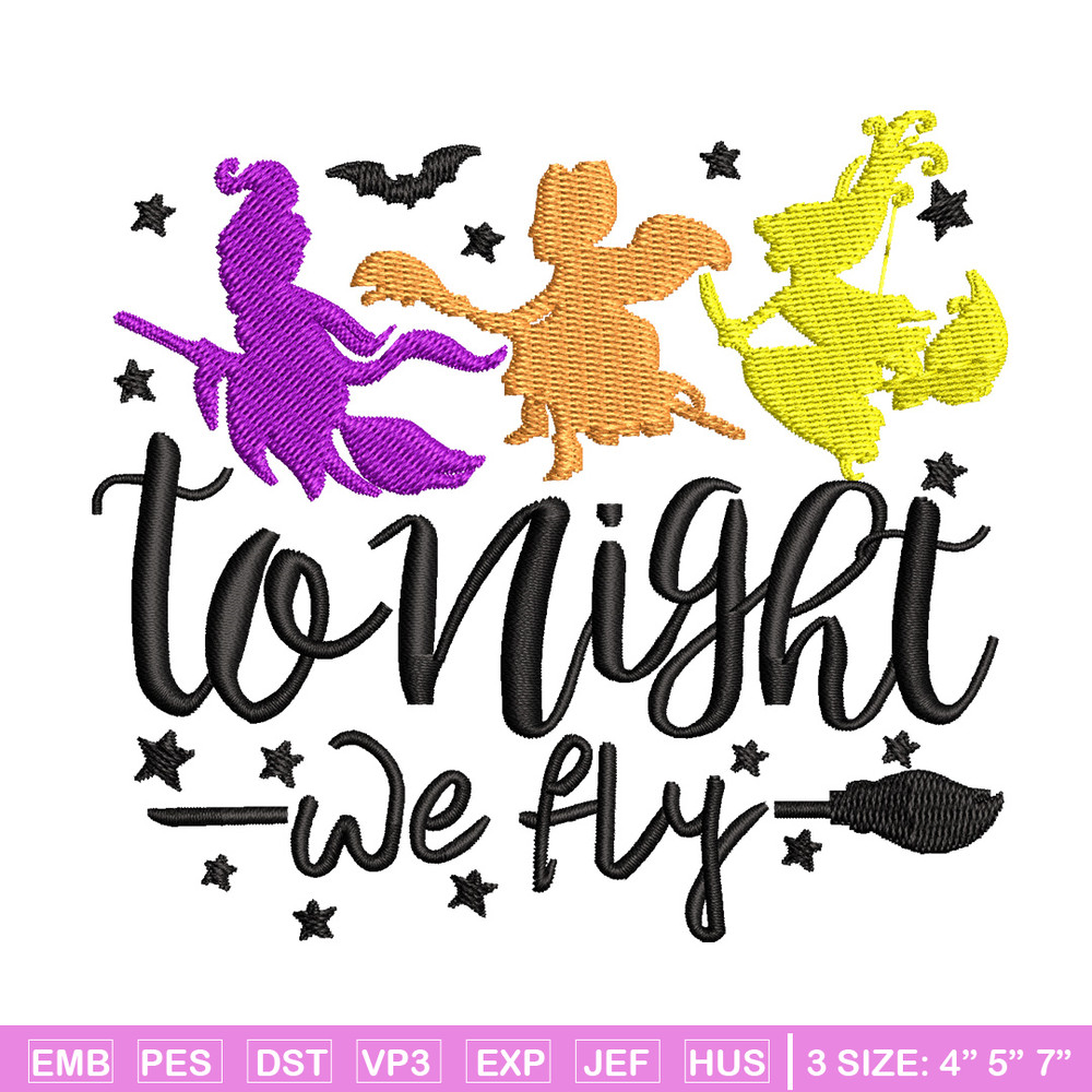 To night we fly embroidery design, Halloween embroidery, Emb design, Embroidery shirt, Embroidery file, Digital download.jpg