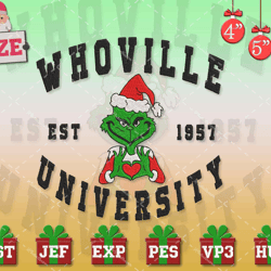 Christmas Embroidery Designs, Whoville University Embroidery, Merry Xmas Embroidery Designs, Est 1957 Embroidery Files