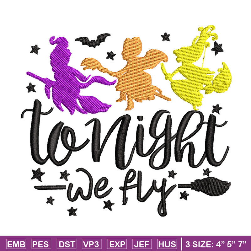 To night we fly embroidery design, Halloween embroidery, Emb design, Embroidery shirt, Embroidery file, Digital download.jpg