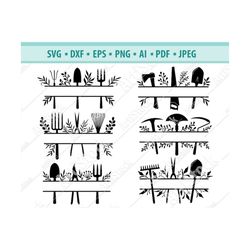 split garden tools svg, farmhouse svg, garden tools svg, garden logotype svg, tool clipart, gardening svg, files for cri