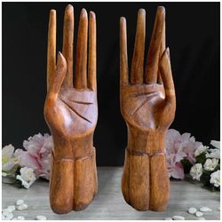 Wooden Hand Ring Figurine / Ring Stand / Handmade Natural Wood Figure