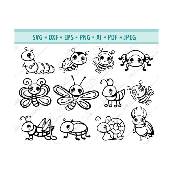 Bugs SVG, Cute Insect Cutting Templates, Baby insects svg, I | Inspire ...