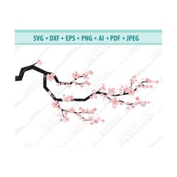 Tree Branch With Flowers, Cherry blossoms SVG, Sakura cricut, pink flowers, Japan svg, Spring Cherry Blossom and Branch