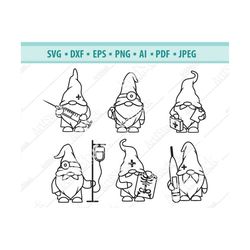gnomes doctors svg, medicine svg, health svg, gnome nurse svg, medical gnomes svg, healthcare mask gnome svg, svg cut fi