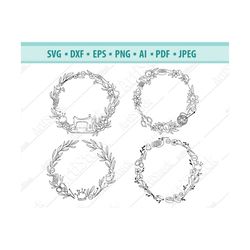 sewing sign svg, floral sewing frame svg, sewing tools svg, floral wreath svg, tailor sign svg, sewing cut files, vector