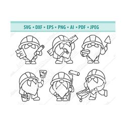 gnomes builders svg, gnomes workers svg, gnome clipart, gnome foreman svg, gnome svg, cute garden gnome svg, nordic gnom