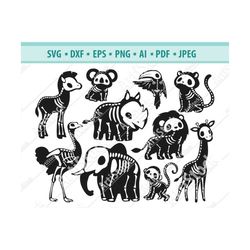 skeletons animals svg, zoo animals svg, skull wild animals svg, safari animals svg, halloween animals svg, creepy animal
