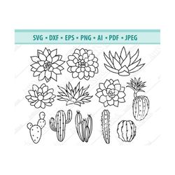 cactus svg bundle, succulents svg, plants clipart, cactus files for silhouette, files for cricut, plants vector svg, dx
