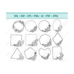 cactus frames svg, cactus svg file, cactus monogram svg, cactus border svg, succulent svg, cactus cut file, wreath svg,