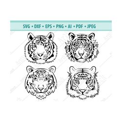 tiger svg file, tiger face svg, animal face svg, big cat svg, head of a tiger clipart, tiger head, jungle animals svg, w