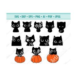 halloween at svg, cat head svg, cat in pumpkin svg, kitten cut file, cute black cat svg, autumn svg, kitten face svg, ep