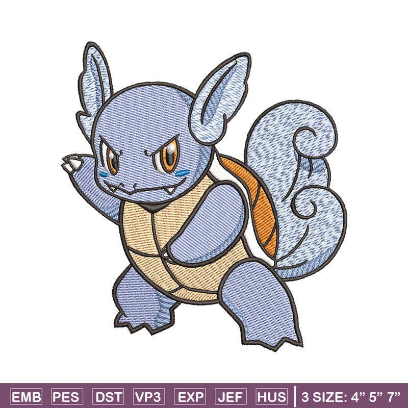 Wartortle embroidery design, Pokemon embroidery, Anime design, Embroidery shirt, Embroidery file, Digital download.jpg