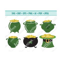 gold pot svg, st patricks day pot of gold, lucky svg, st patricks day, irish svg, pot of gold, clover svg, pot of gold c