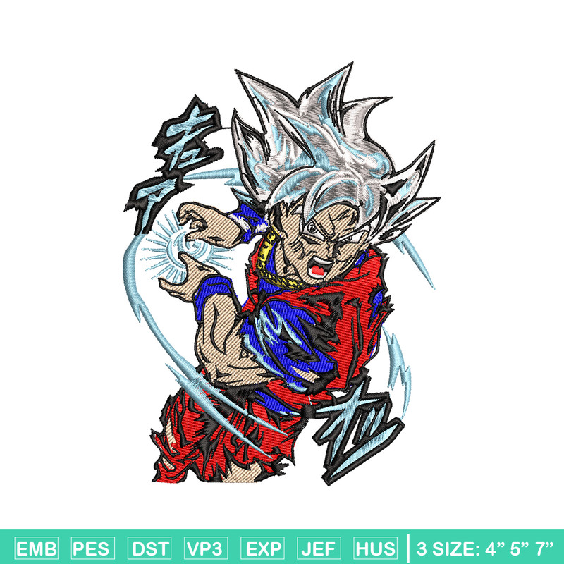 Songoku hair white embroidery design, Dragon ball embroidery, anime design, anime shirt, Digital download.jpg