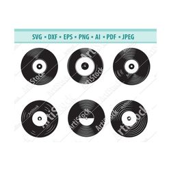 vinyl record svg, retro album svg, music svg, turntable svg, dj disc svg, musical disk svg, vector silhouette svg, vinyl