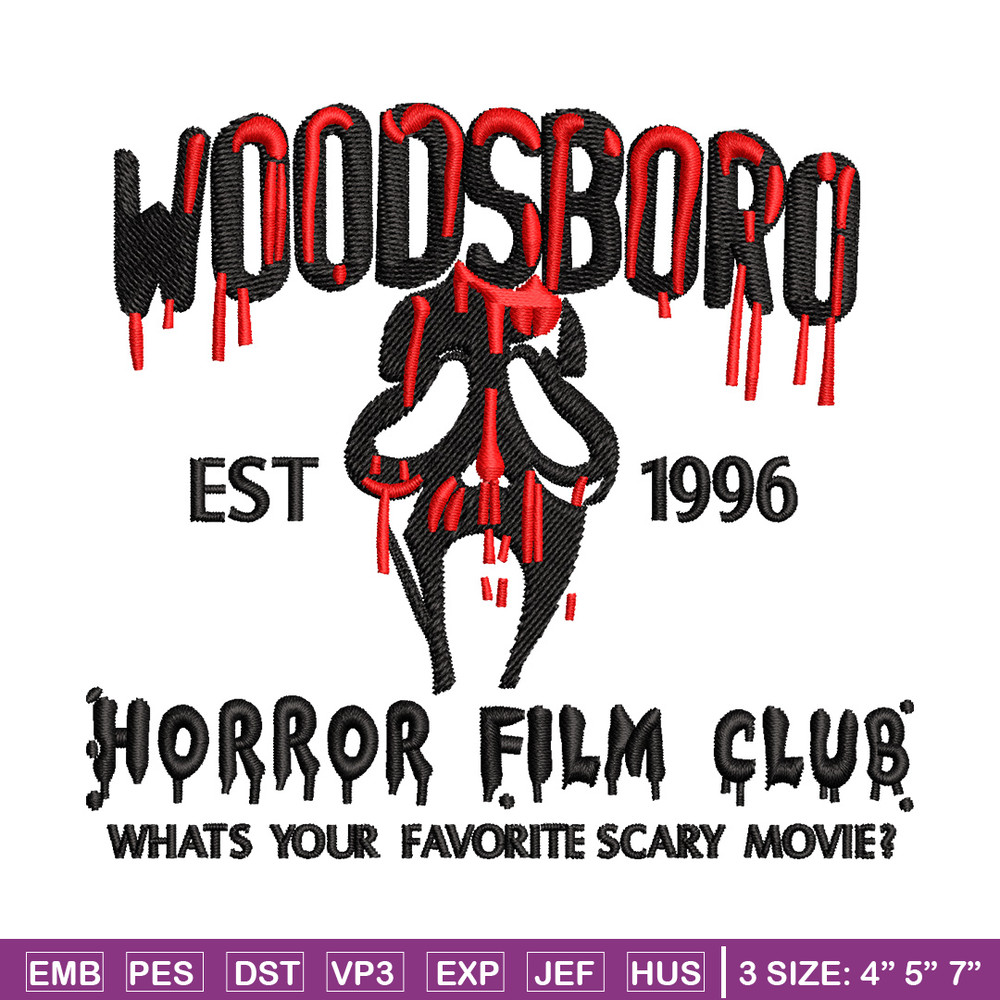 Woodsboro embroidery design, Horror film embroidery, Emb design, Embroidery shirt, Embroidery file, Digital download.jpg